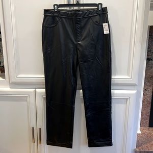 Brand new with tags black pleather stretch pants/leggings with back pockets.